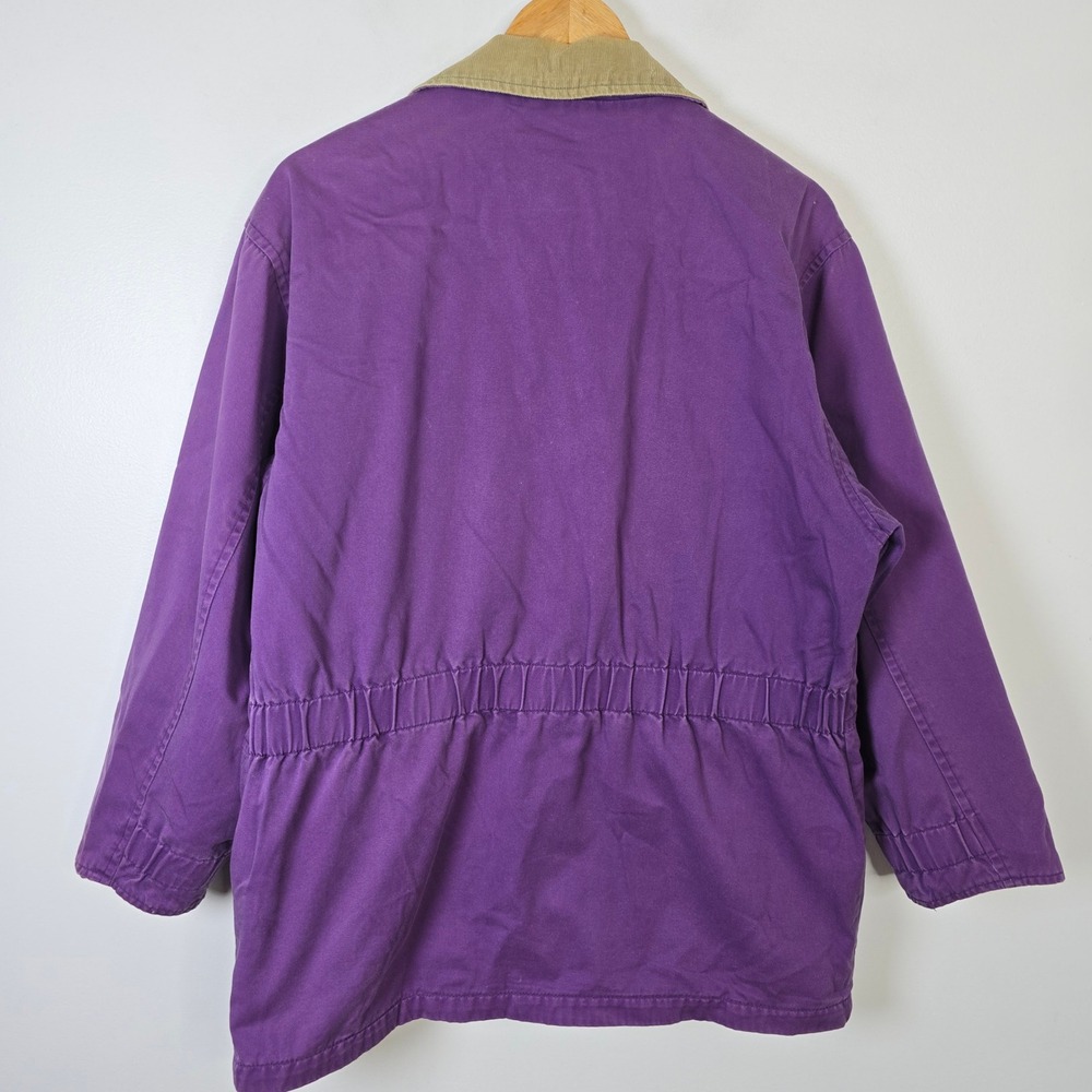 Woolrich Womens Purple Cotton Barn Jacket Aztec Lining Corduroy Trim Size M - Picture 2 of 6